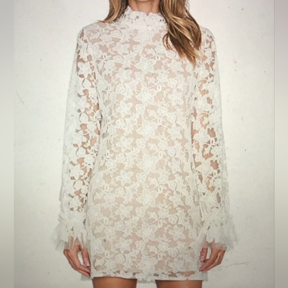 Alexis - White Lace Mini Dress - Picture 7 of 8